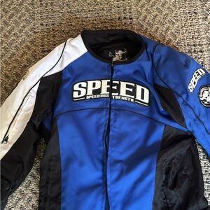 Speed motorcycle- Blue and Black Jacket